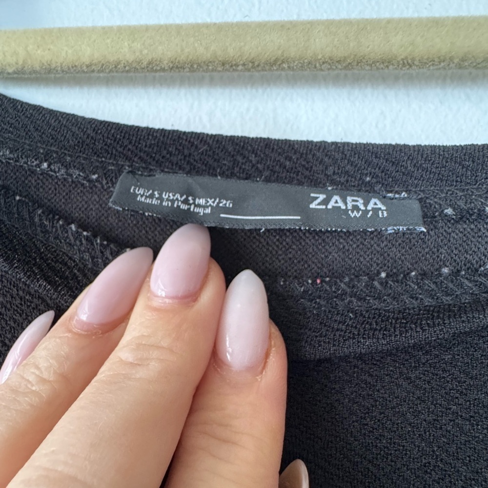 Zara Black Embellished Short Sleeve Tee - Picture 6 of 13